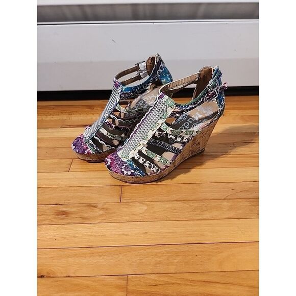 Vintage Mudd Wedge Platform Sandals Boho Hippie Y2K 90s Womens Size 9 - Picture 1 of 8